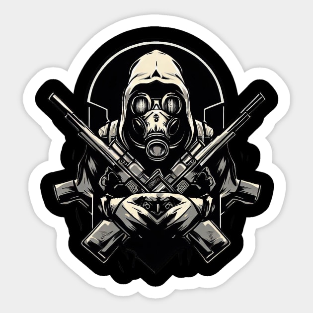 Stalker with gas mask | Postapo Sticker by Viking shop